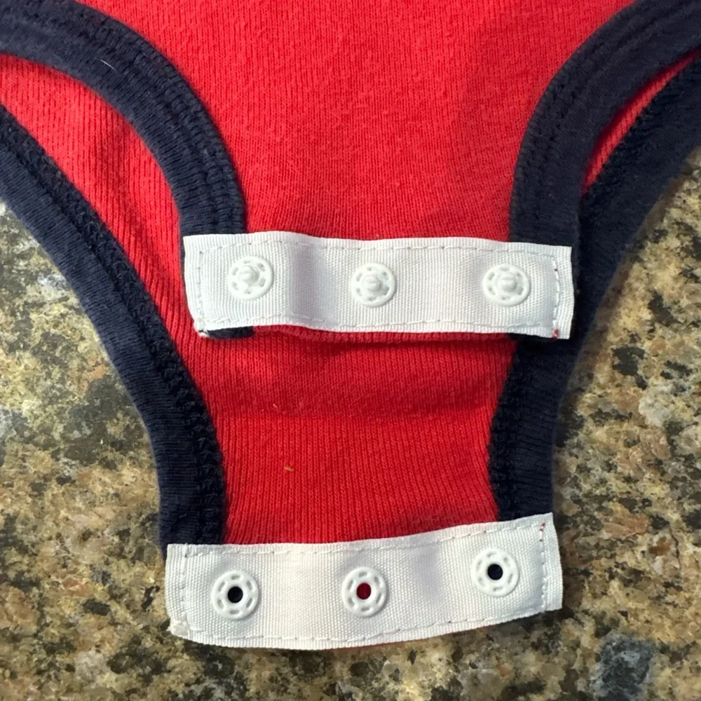 Nike Kids Bodysuit in Red with Blue Trim 0-3M